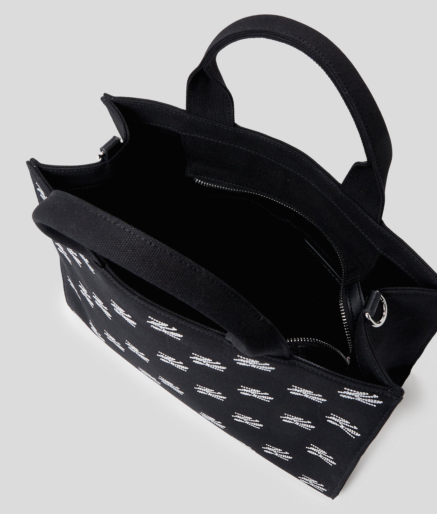 KarlLagerfeld Kautograph Square Medium Tote Bag Black Embellishment