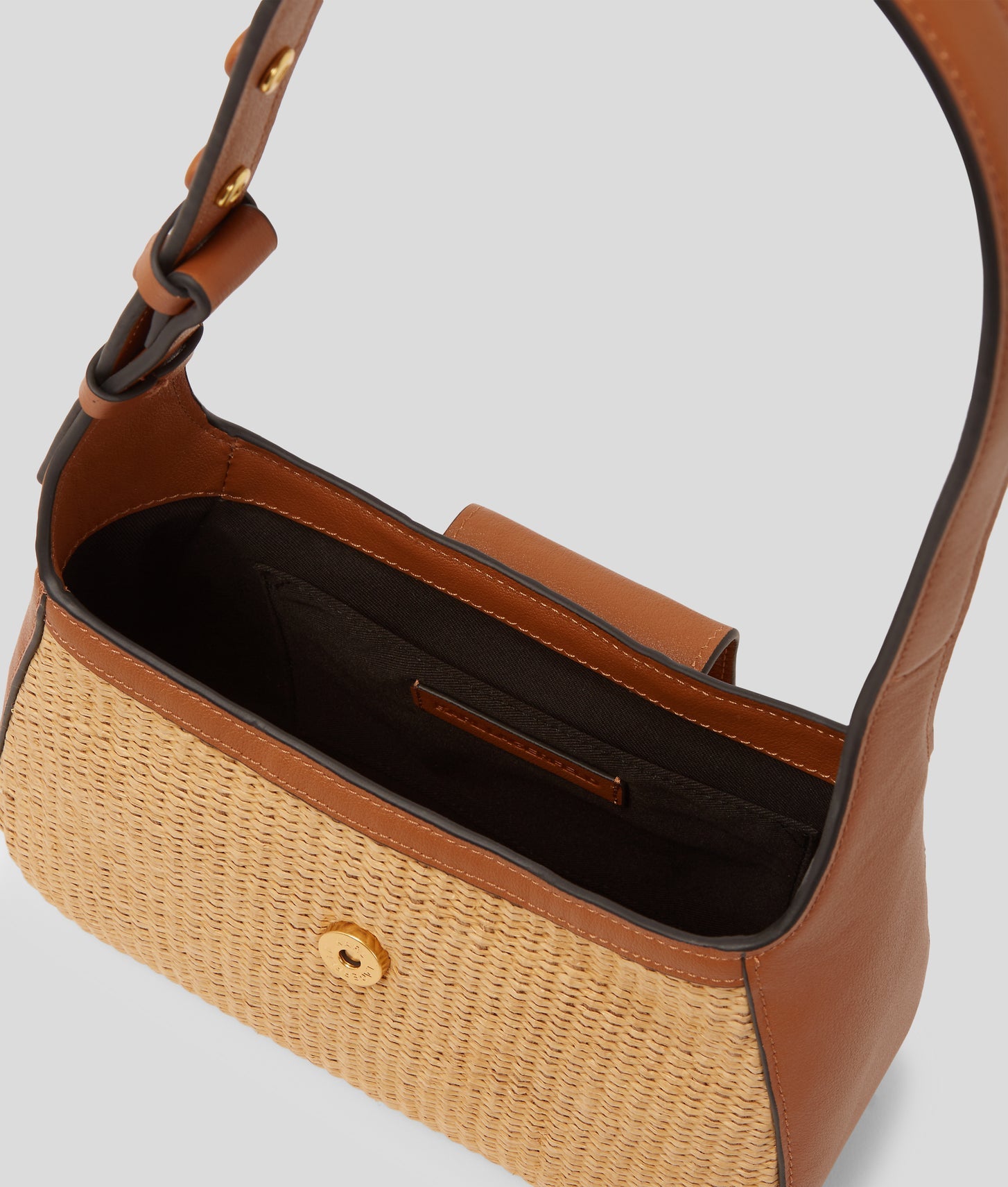 KarlLagerfeld Ksignature Small Woven Shoulder Bag Natural-Tan