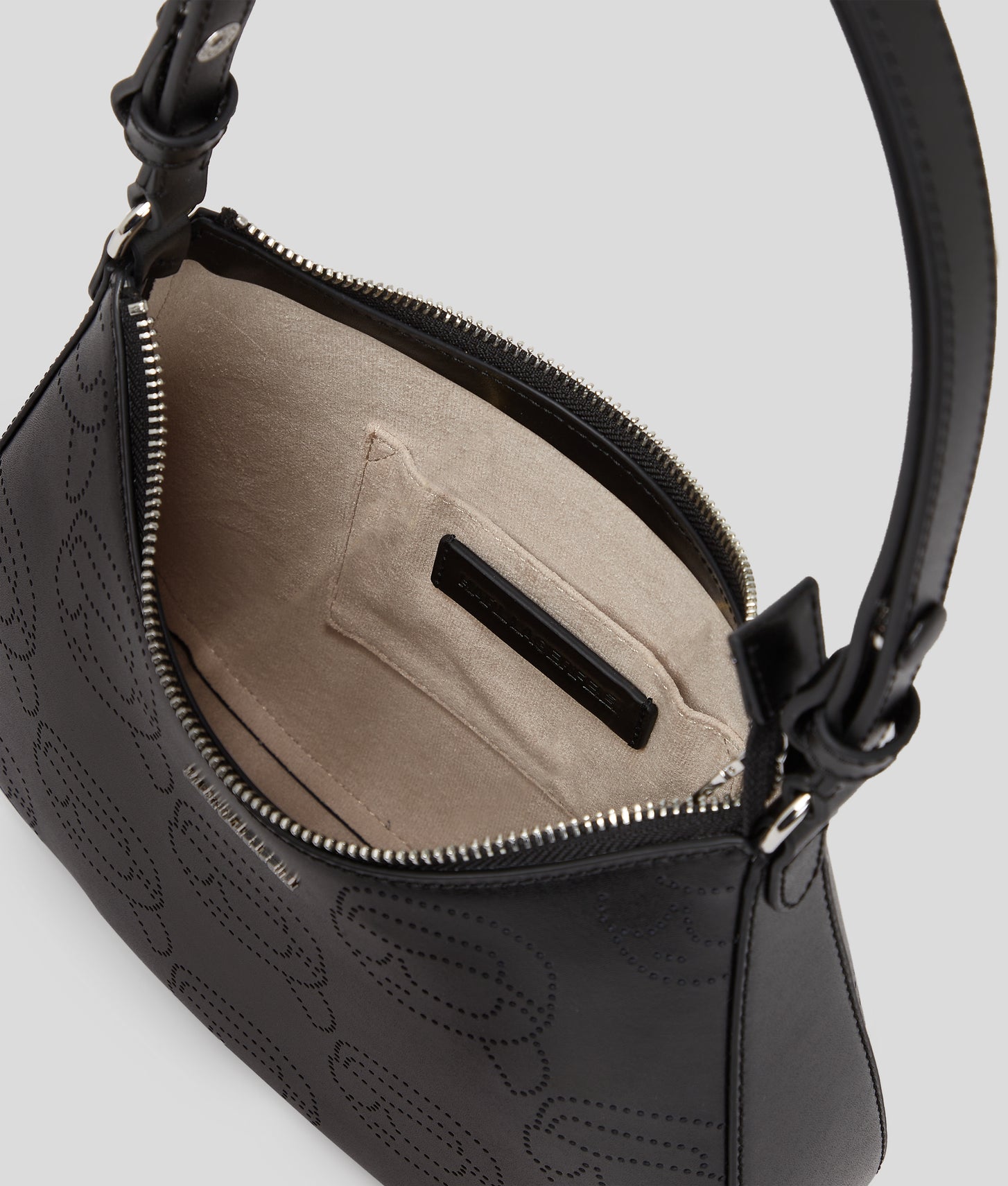 KarlLagerfeld Ikon Perforated Shoulder Bag Black
