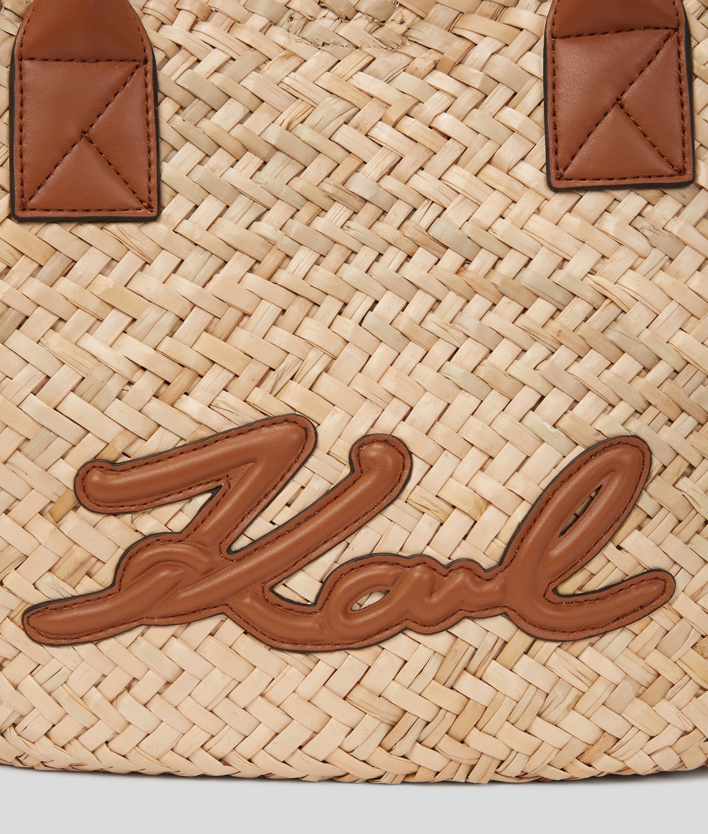 KarlLagerfeld Ksignature Medium Raffia Tote Bag Natural-Tan