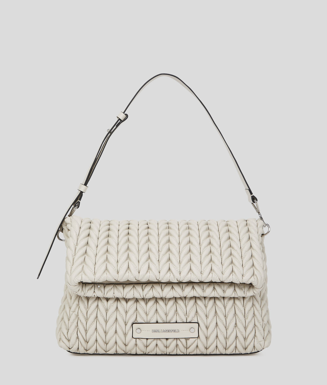KarlLagerfeld Kweave Large Shoulder Bag Cement