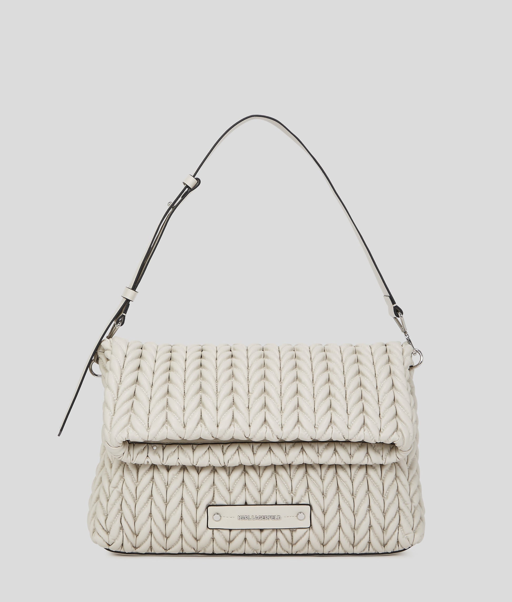 KarlLagerfeld Kweave Large Shoulder Bag Cement