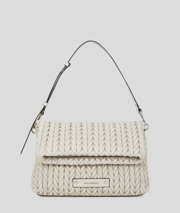 KarlLagerfeld Kweave Large Shoulder Bag Cement