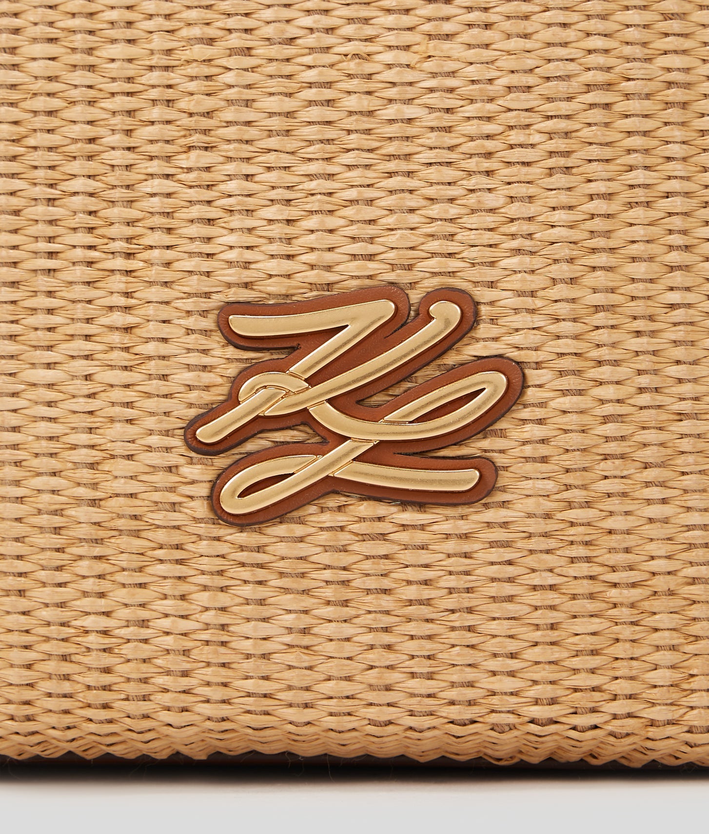 KarlLagerfeld Kautograph Woven Small Bucket Bag Natural-Tan