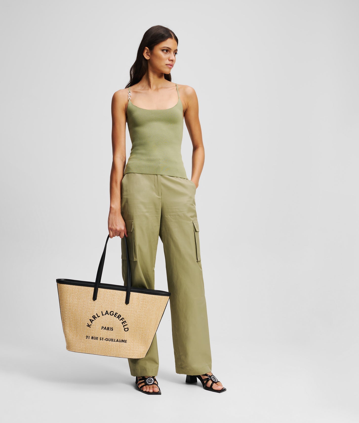 KarlLagerfeld Rue St-Guillaume Woven Tote Bag Natural