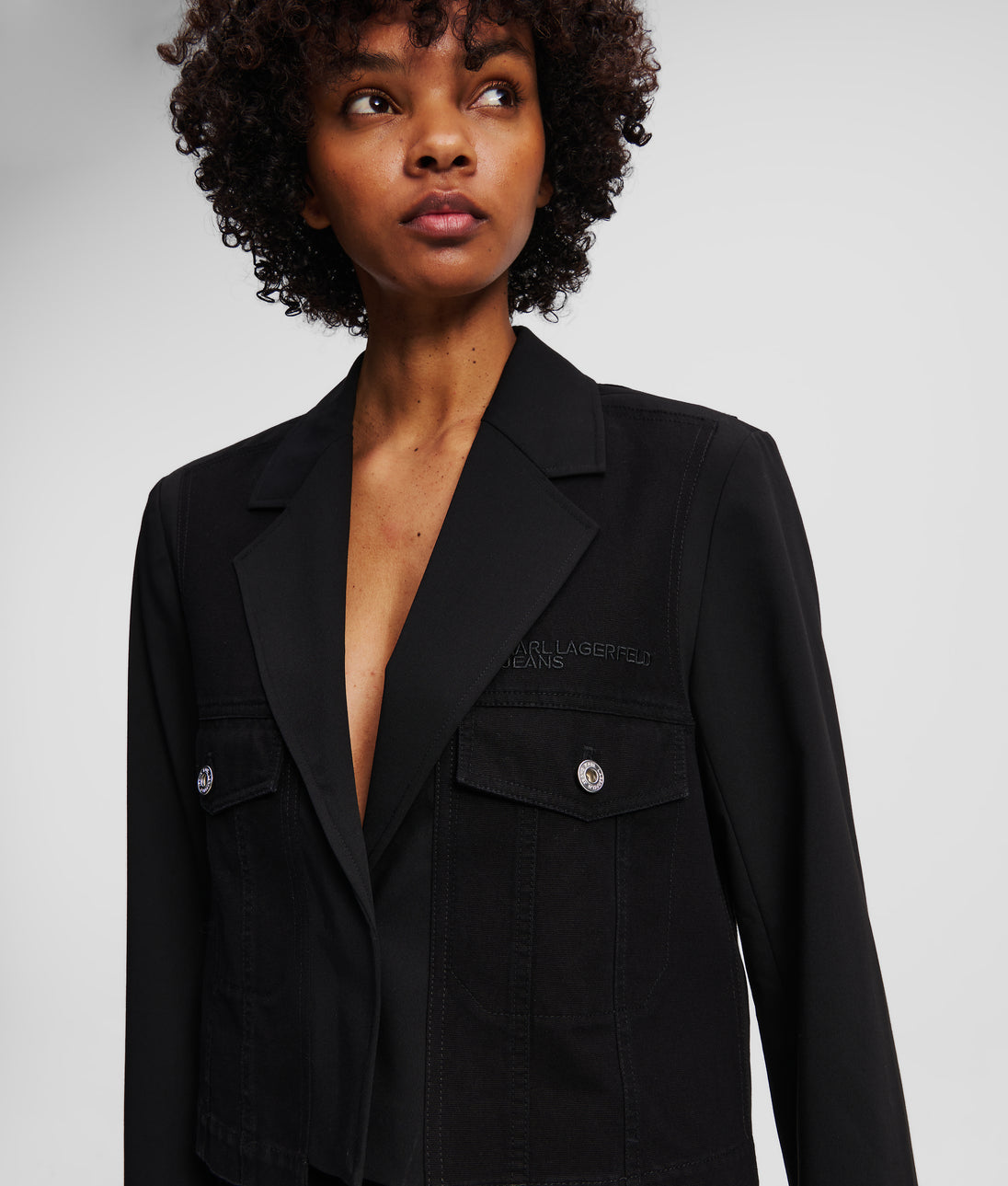 KarlLagerfeld Utility Coated Denim Shoulder Bag Coated Black Denim