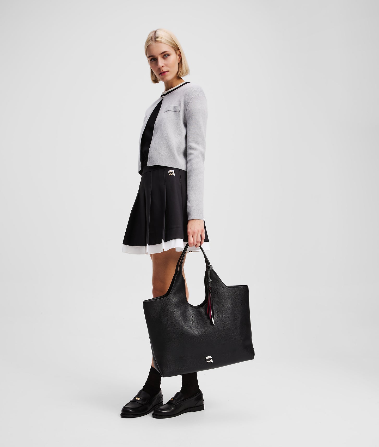 KarlLagerfeld Ikon Large Grainy Tote Bag Black