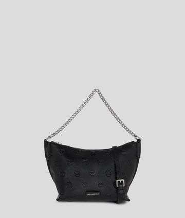 KarlLagerfeld Ikon Monogram Shoulder Bag All Over Print Tonal Black