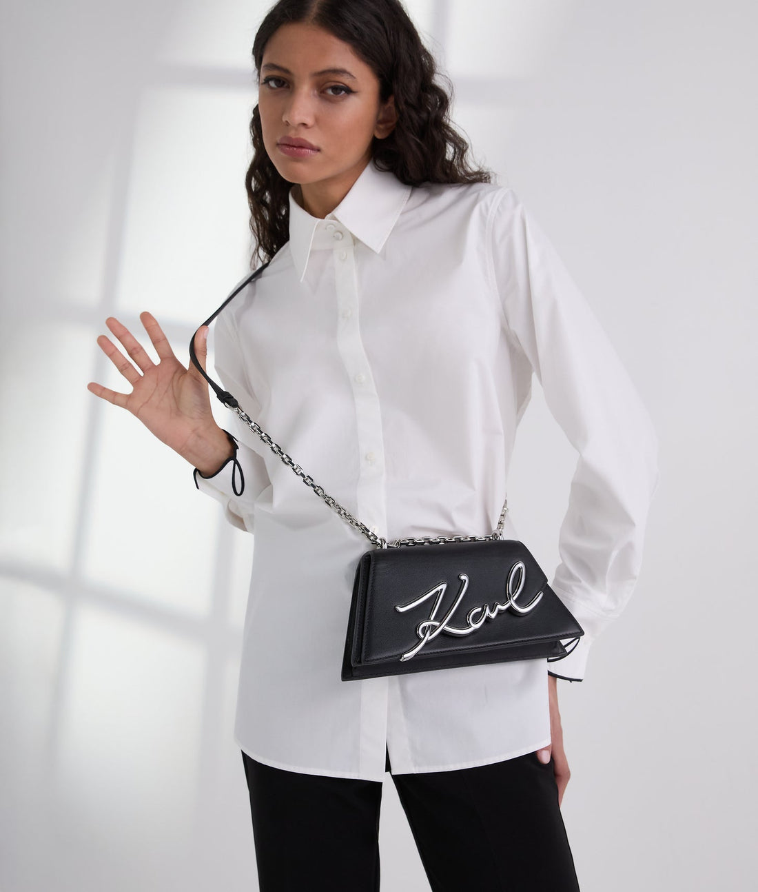 KarlLagerfeld Ksignature Shoulder Bag Black-Nickel