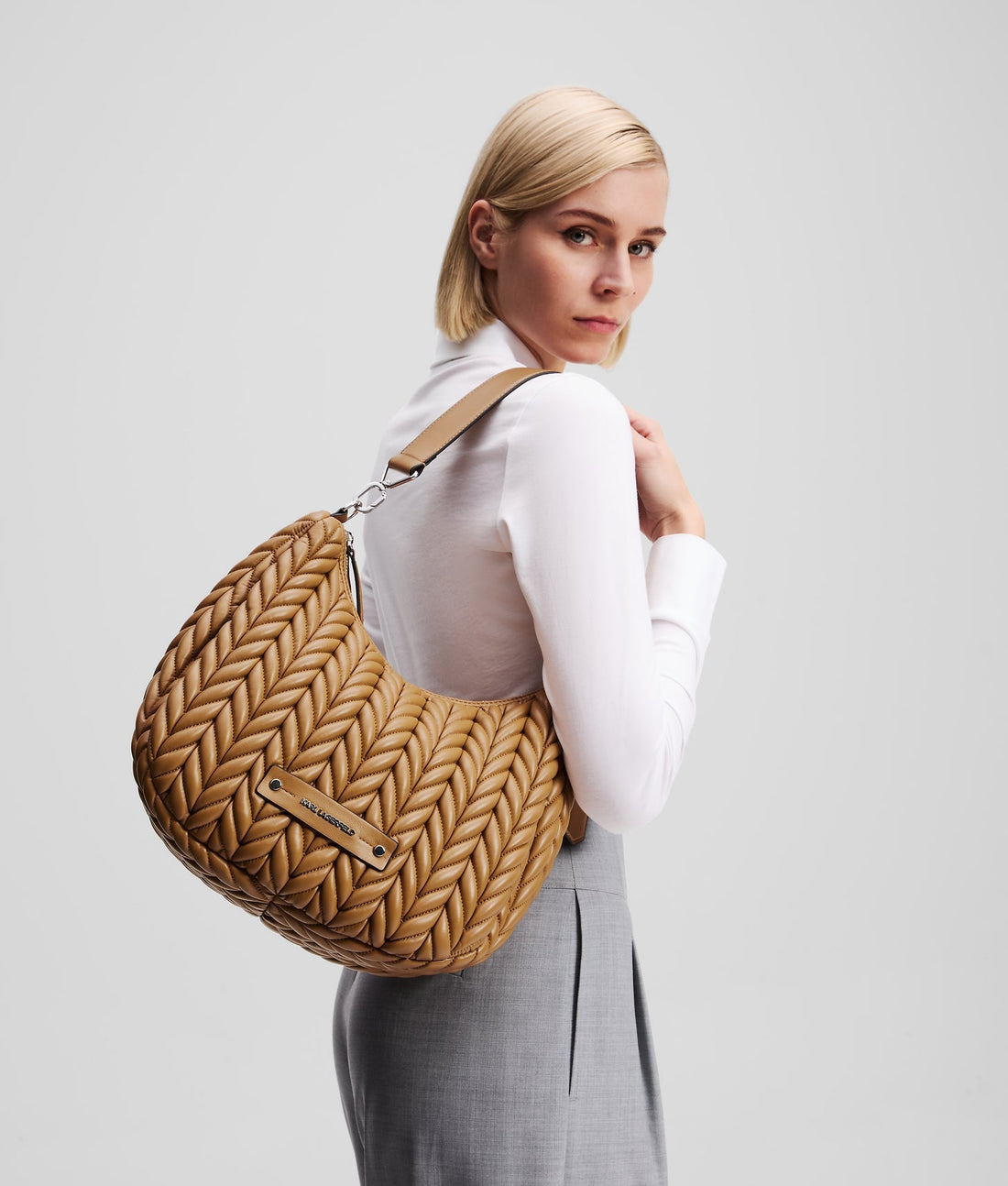 KarlLagerfeld Kweave Hobo Bag Caramel