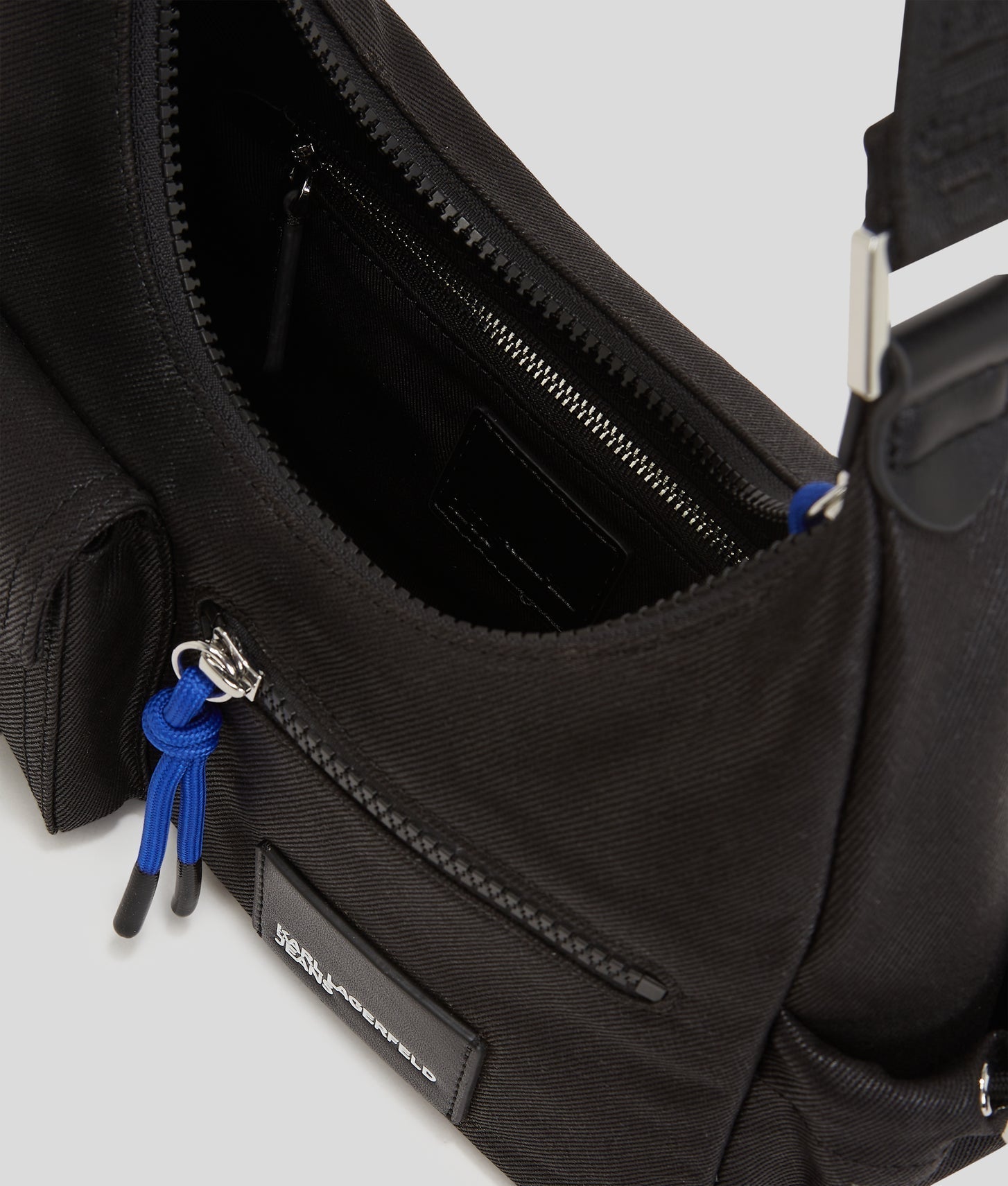 KarlLagerfeld Utility Coated Denim Shoulder Bag Coated Black Denim