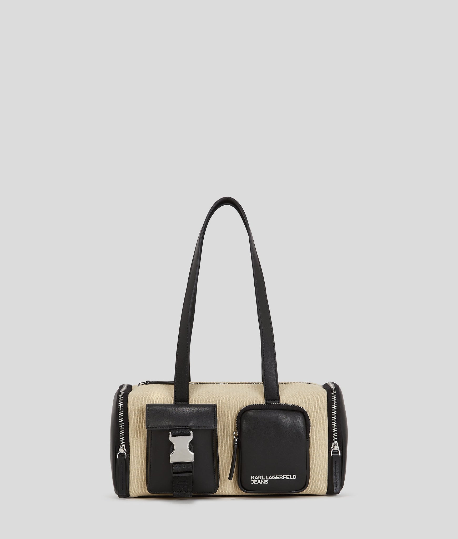 KarlLagerfeld Utility Canvas Shoulder Bag Beige/Black