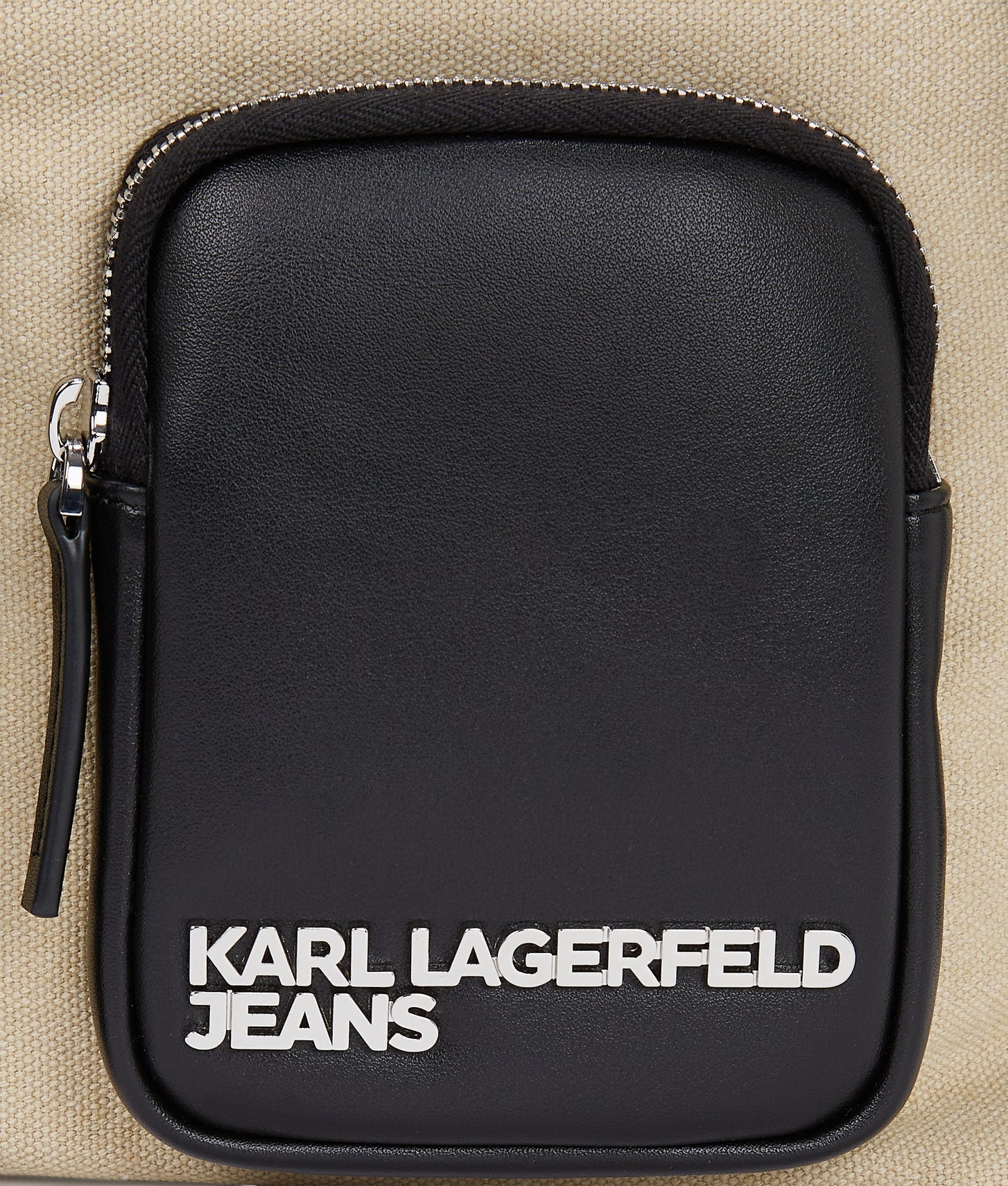 KarlLagerfeld Utility Canvas Bucket Bag Beige/Black