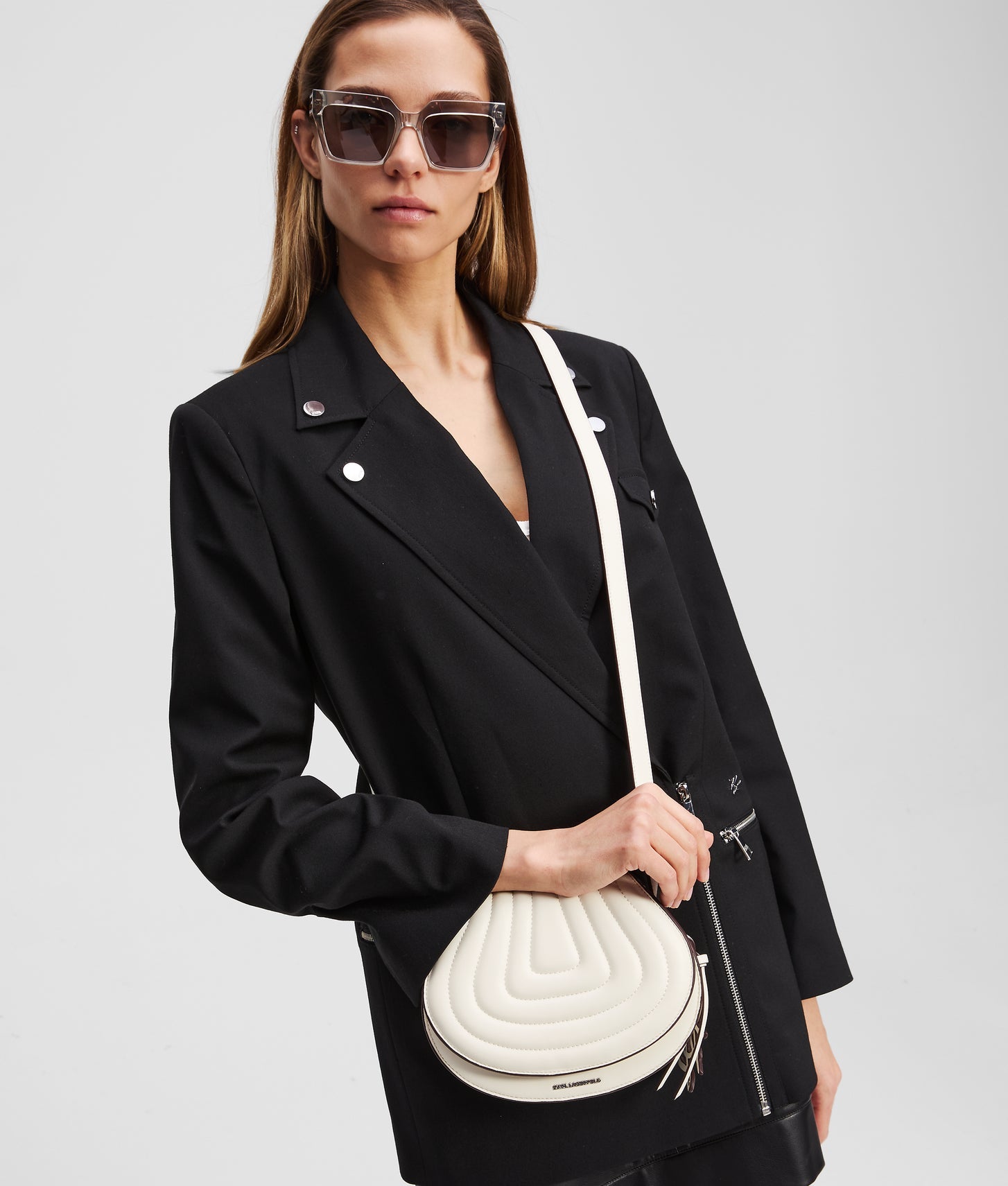 KarlLagerfeld Kwellen Saddle Bag Off White