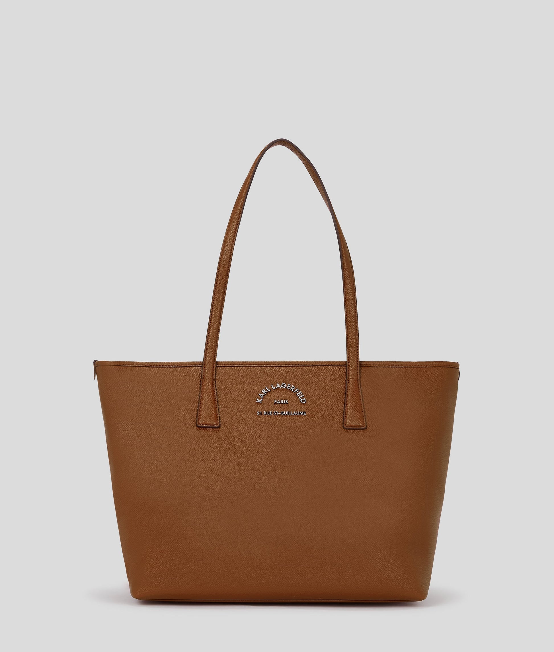 KarlLagerfeld Rue St-Guillaume Metal Tote Bag Dark Tan