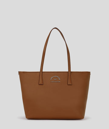 KarlLagerfeld Rue St-Guillaume Metal Tote Bag Dark Tan