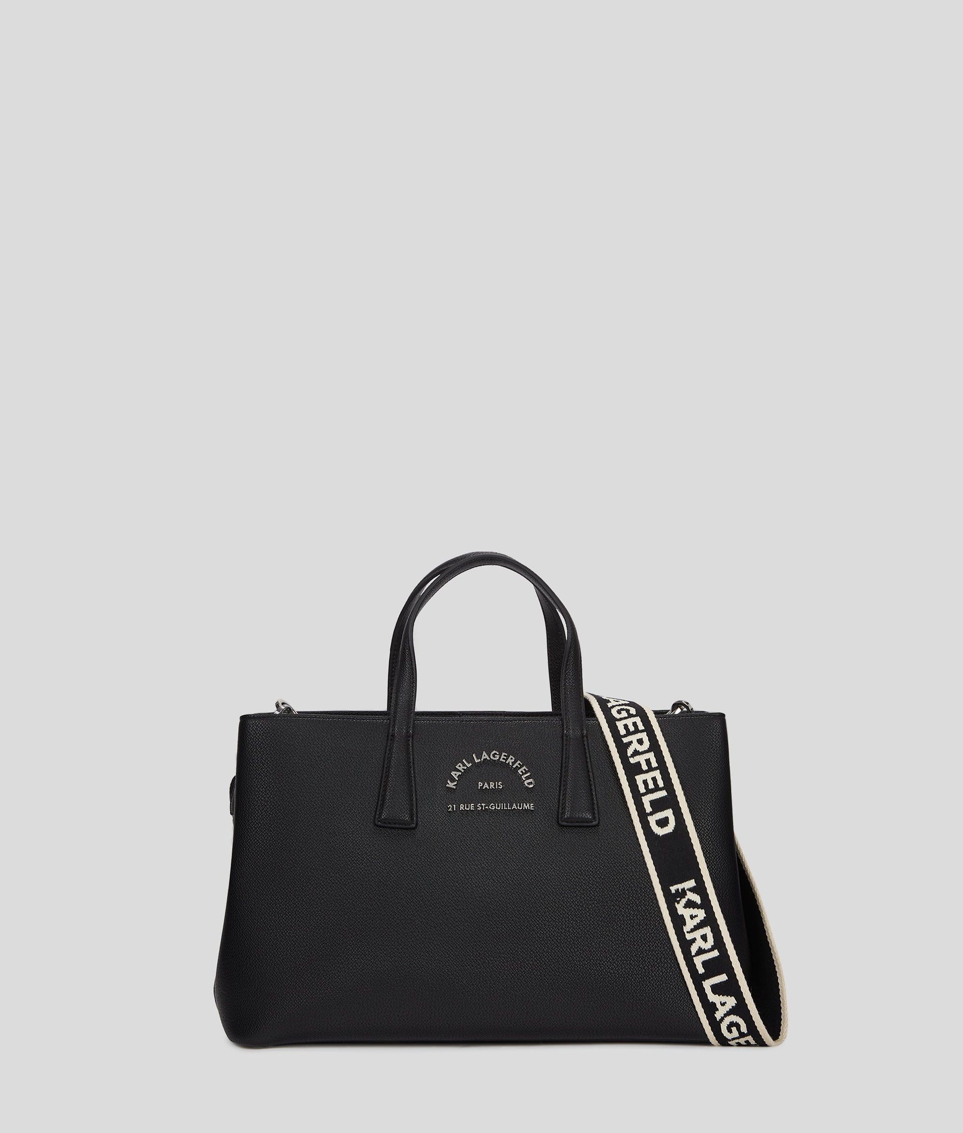 KarlLagerfeld Rue St-Guillaume Metal Satchel Bag Black