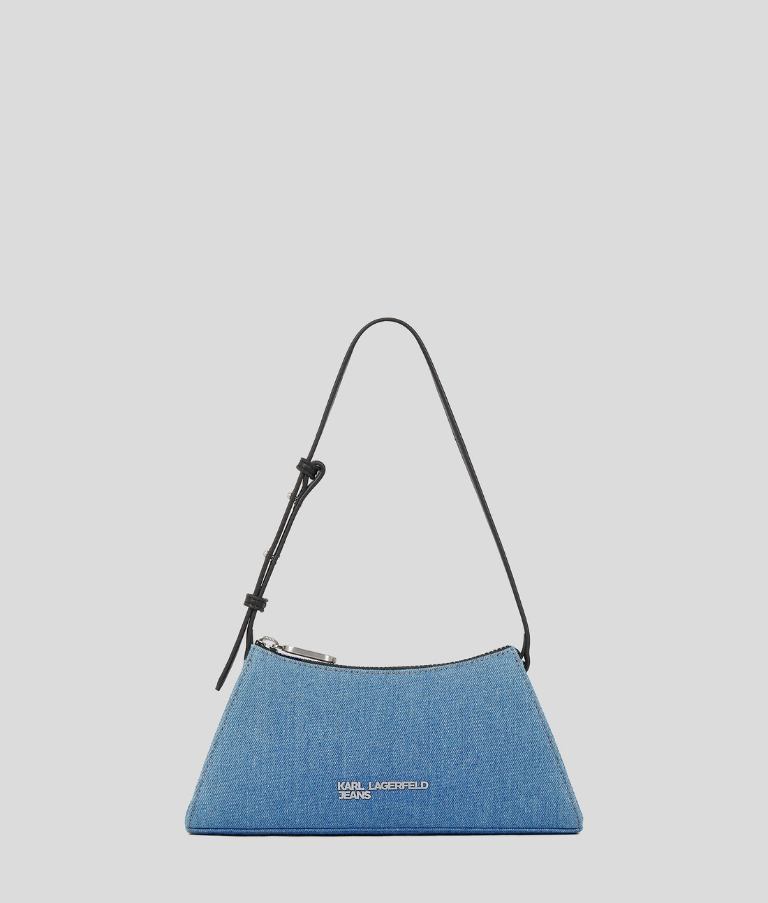 KarlLagerfeld Metal Logo Denim Shoulder Bag Bright Blue Marble