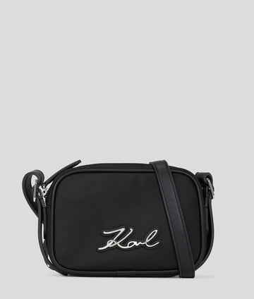 KarlLagerfeld Ksignature Nylon Crossbody Pouch Black-Nickel
