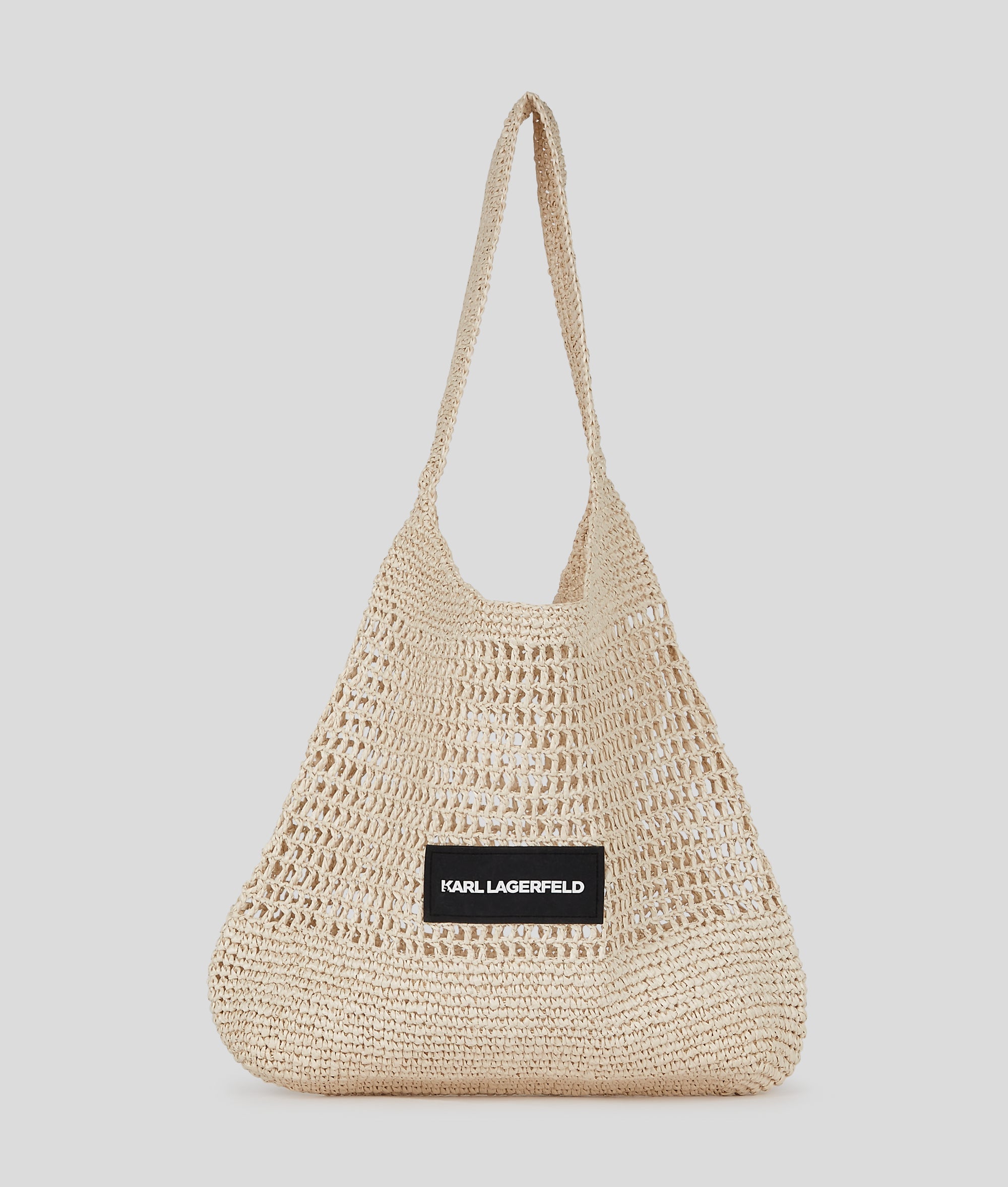 KarlLagerfeld Logo Crochet Beach Bag Natural