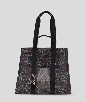 KarlLagerfeld Ksignature Beach Tote Bag Signature Leopard