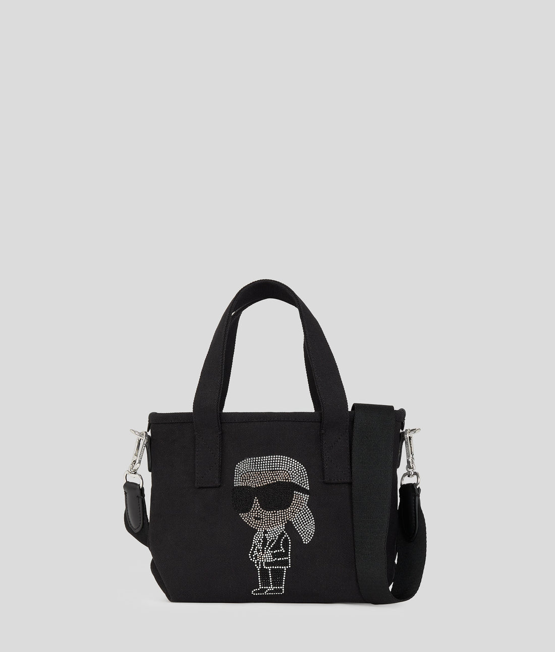 KarlLagerfeld Ikon Small Rhinestone Shopper Black