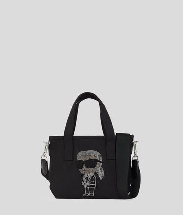 KarlLagerfeld Ikon Small Rhinestone Shopper Black
