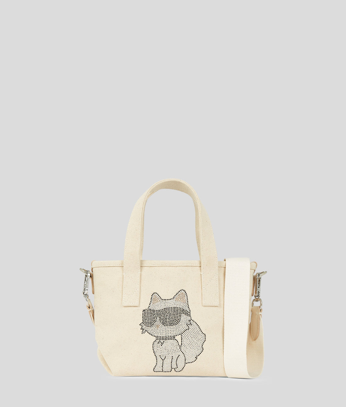 KarlLagerfeld Ikon Choupette Rhinestone Small Shopper Natural