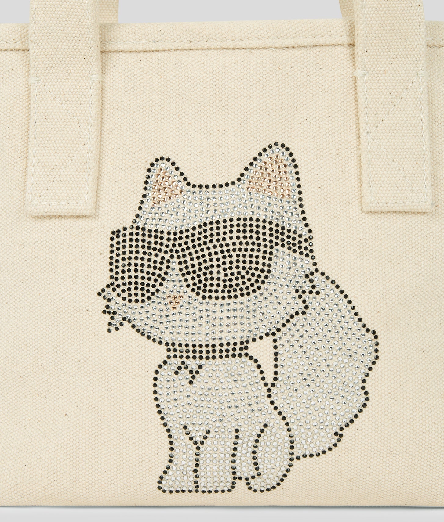 KarlLagerfeld Ikon Choupette Rhinestone Small Shopper Natural