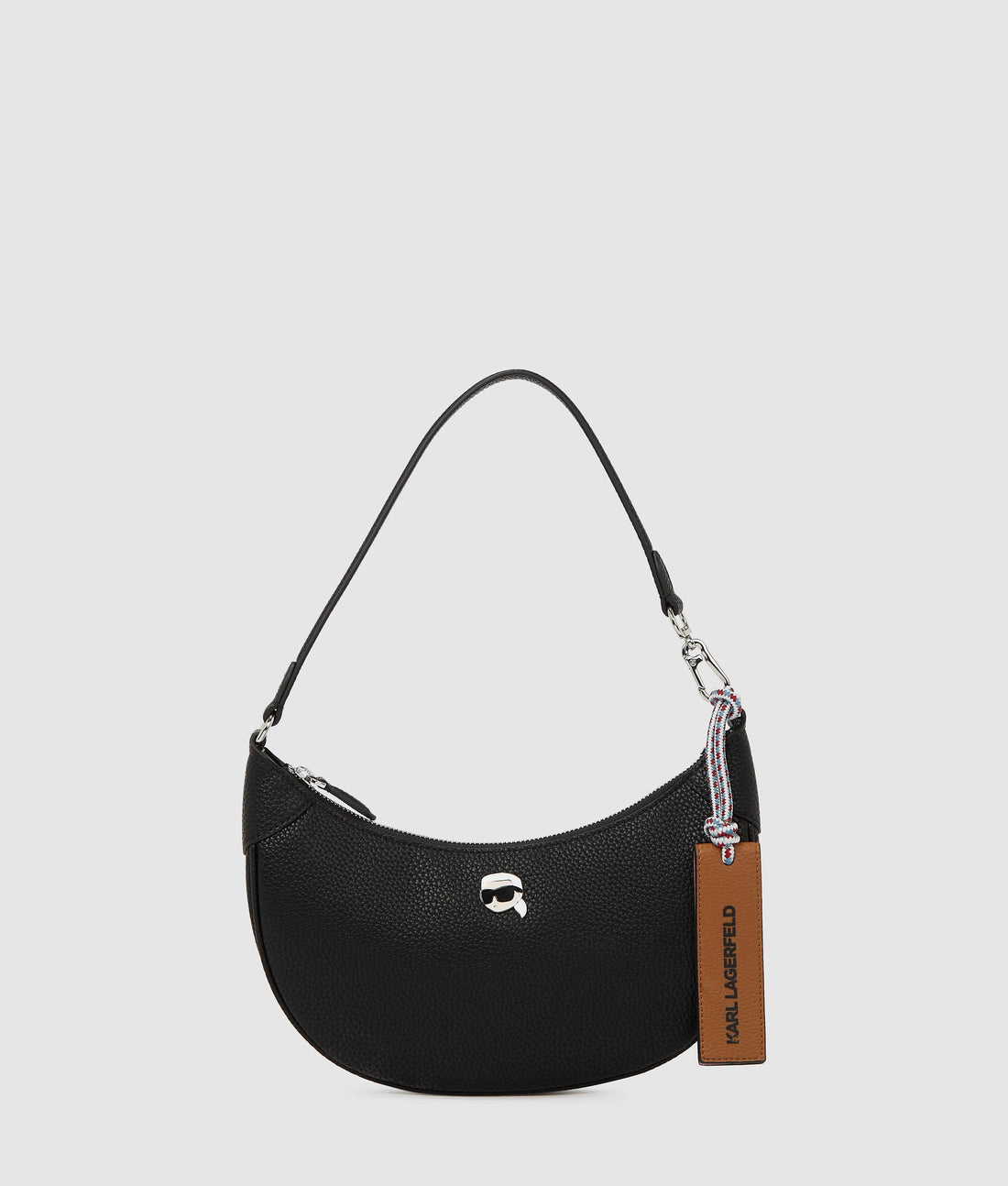 KarlLagerfeld Ikon Pebble Moon Shoulder Bag Black