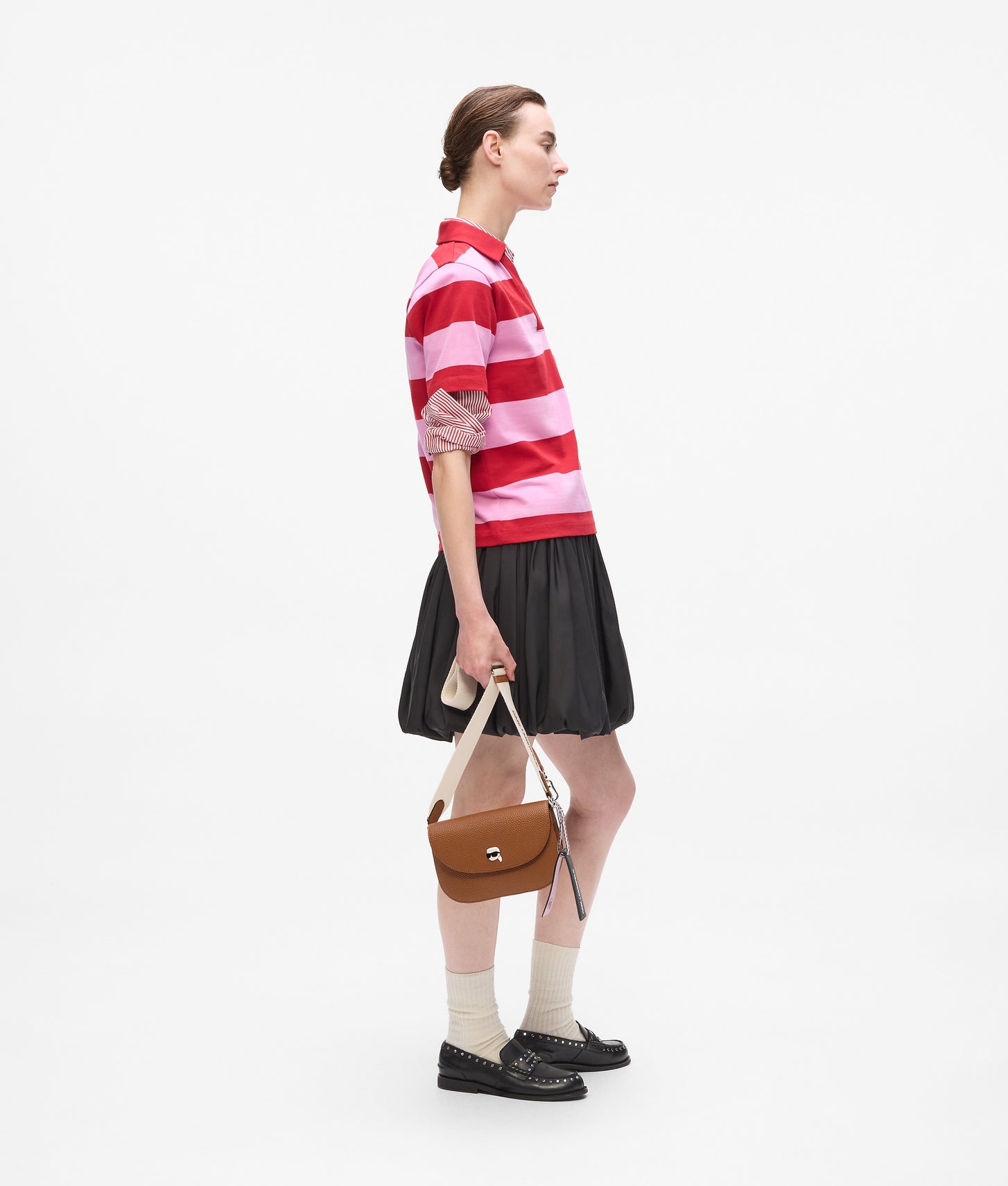 KarlLagerfeld Ikon Pebble Crossbody Bag Dark Tan