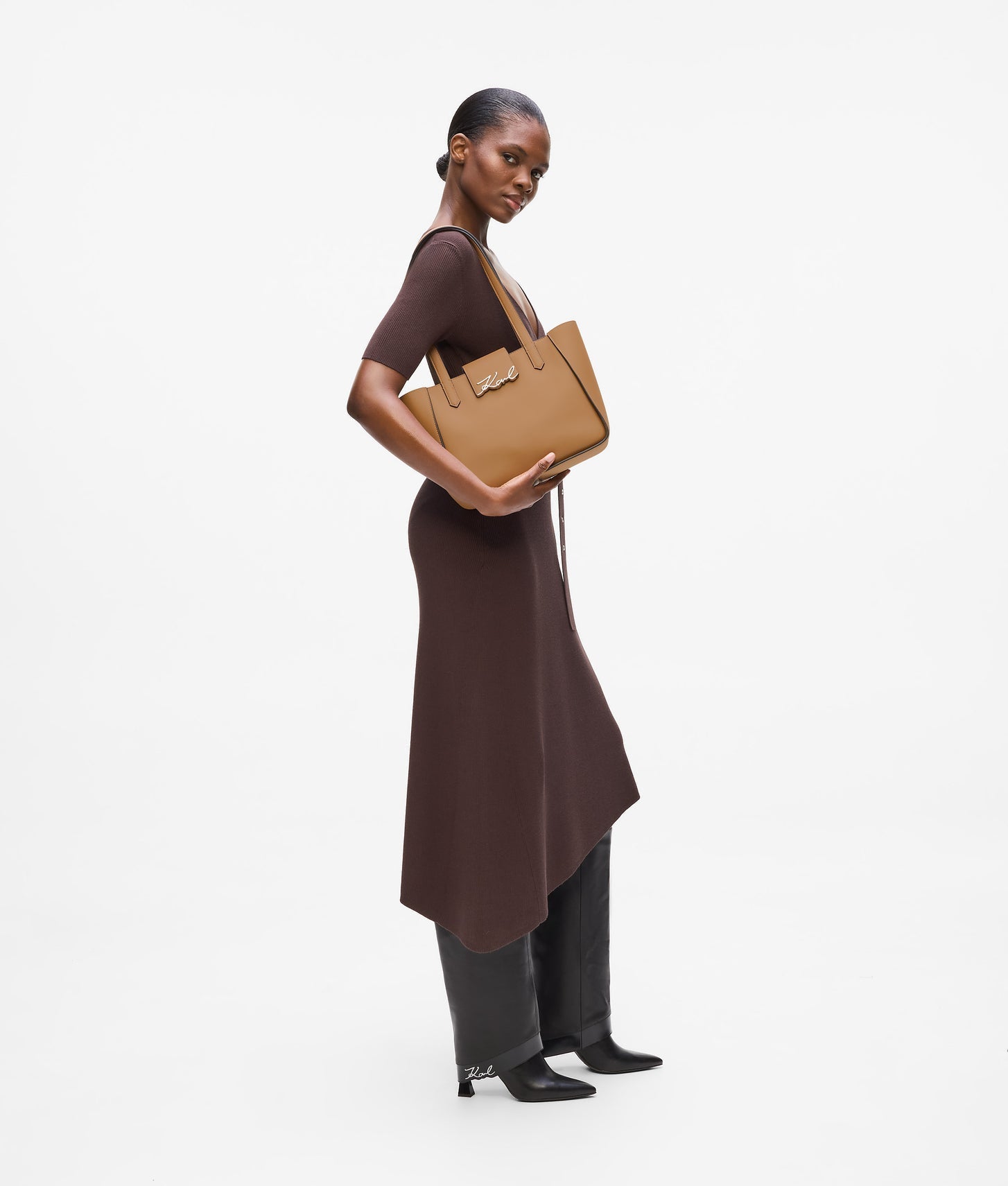 KarlLagerfeld Ksignature Small Tote Bag Caramel