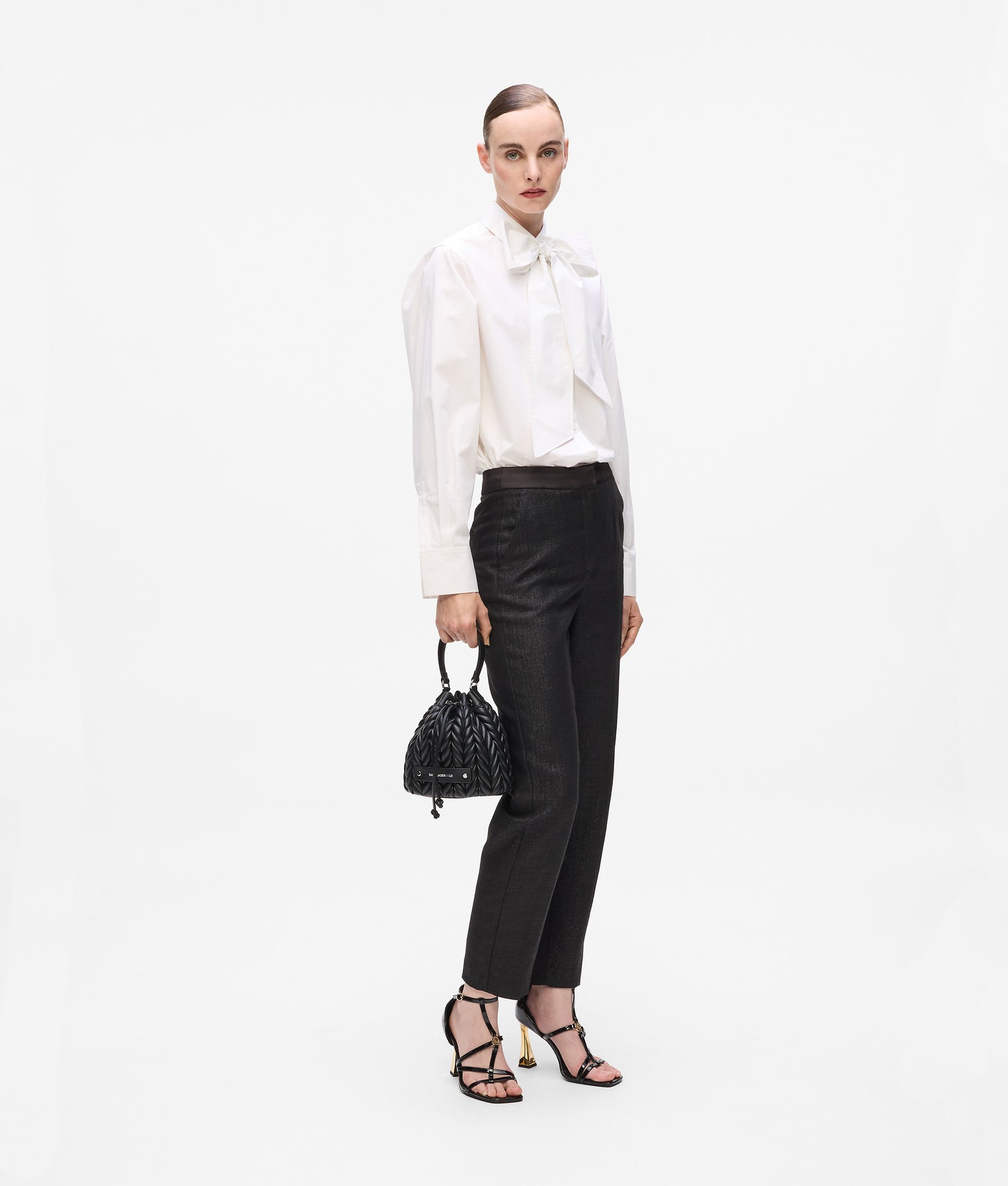 KarlLagerfeld Kweave Bucket Bag Black-Nickel