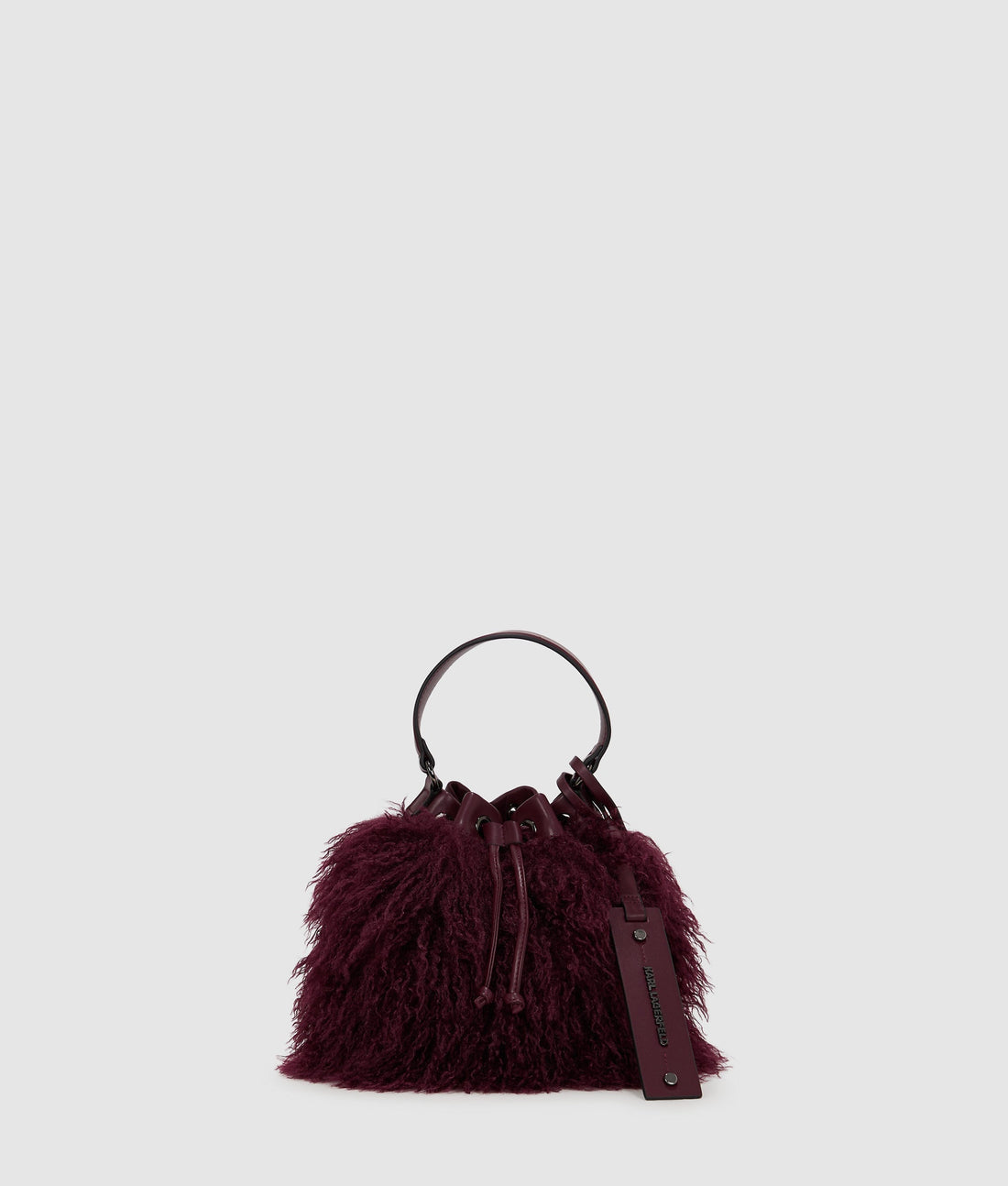 KarlLagerfeld Kweave Faux Fur Bucket Bag Windsor Wine