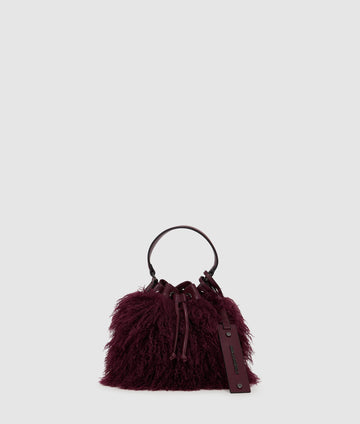 KarlLagerfeld Kweave Faux Fur Bucket Bag Windsor Wine