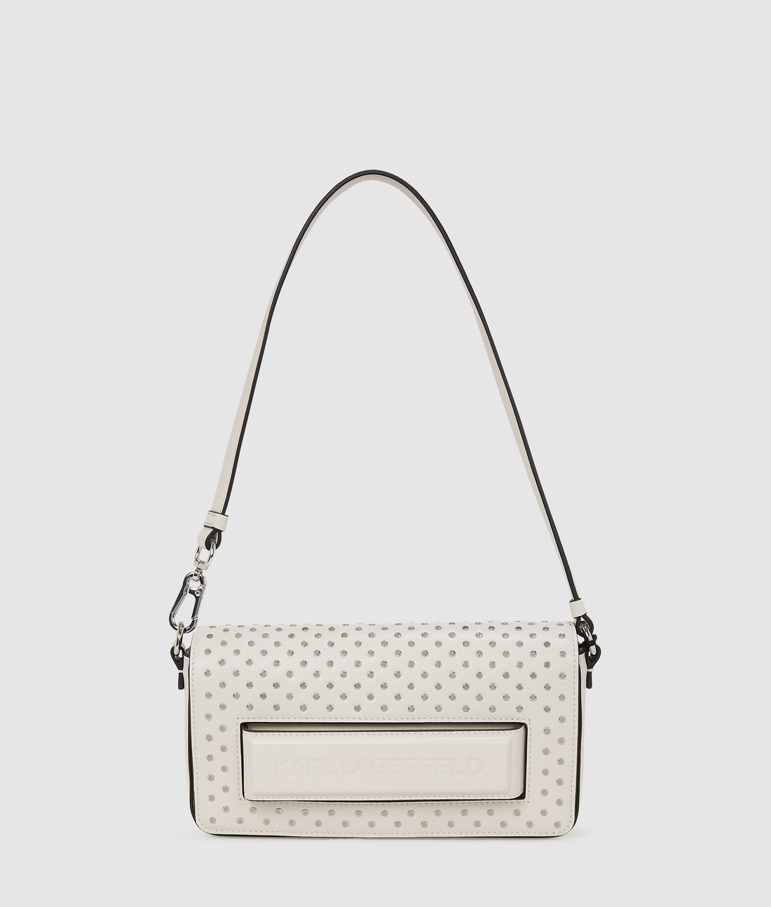KarlLagerfeld Ikon K Studded Shoulder Bag Cement Embellishment