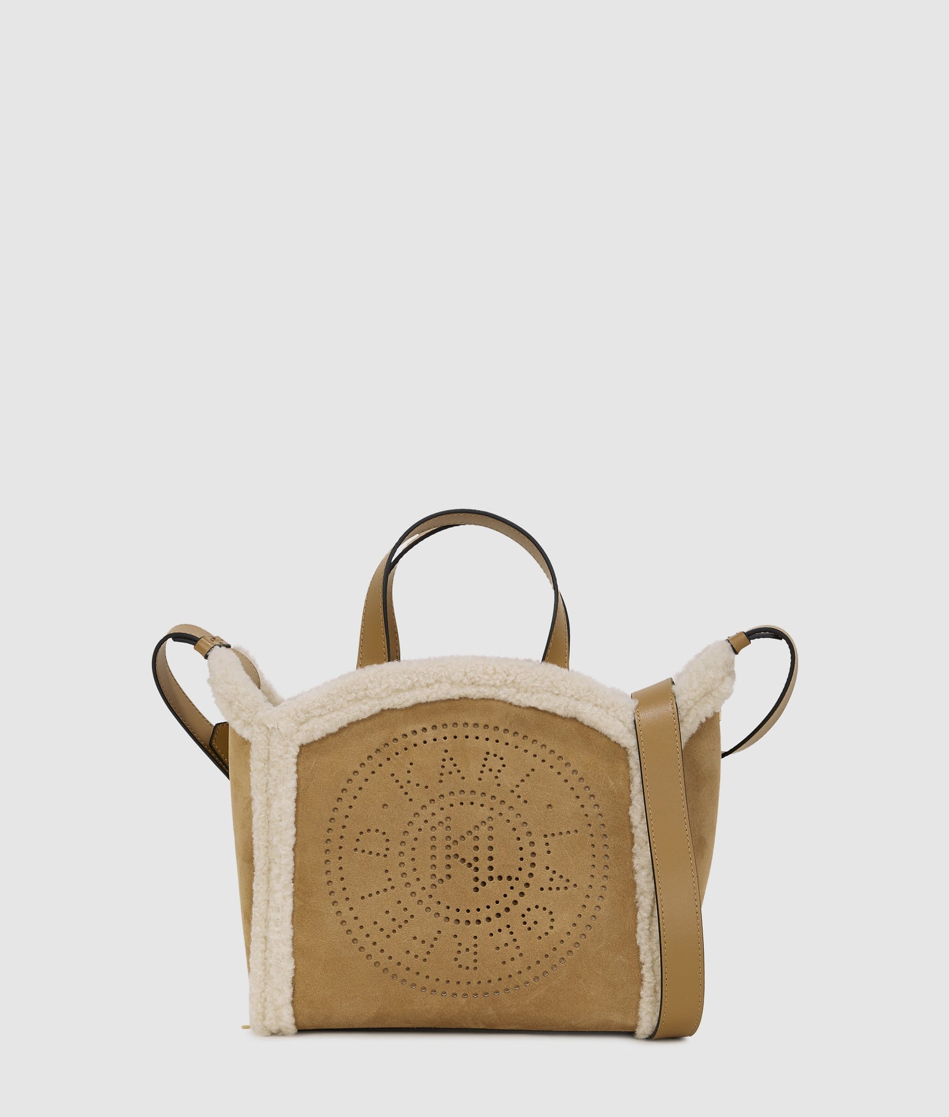 KarlLagerfeld Kcircle Small Shearling Tote Bag Caramel