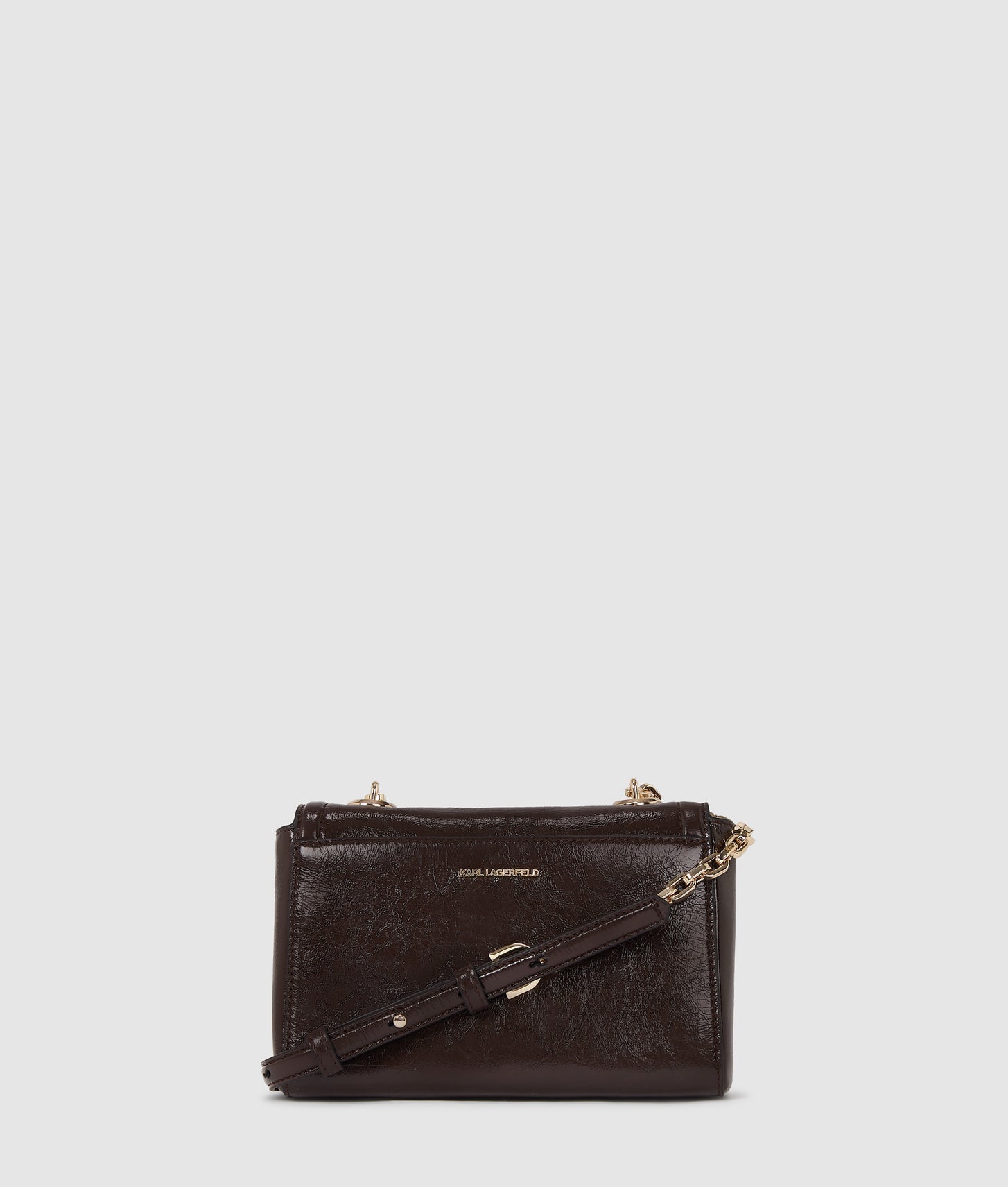 KarlLagerfeld Kautograph Glossy Crossbody Bag Tobacco