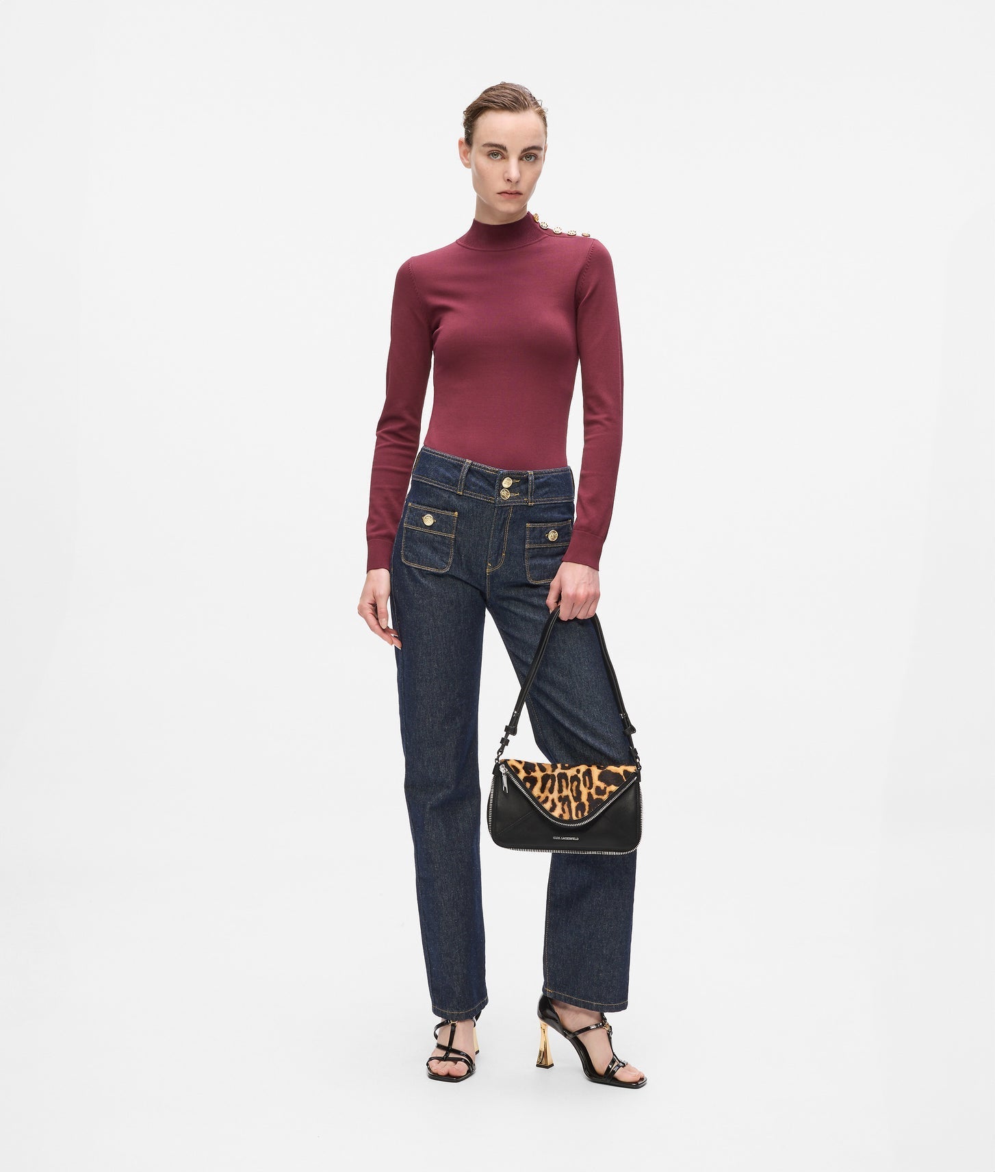 KarlLagerfeld Khardware Leopard Shoulder Bag Leopard