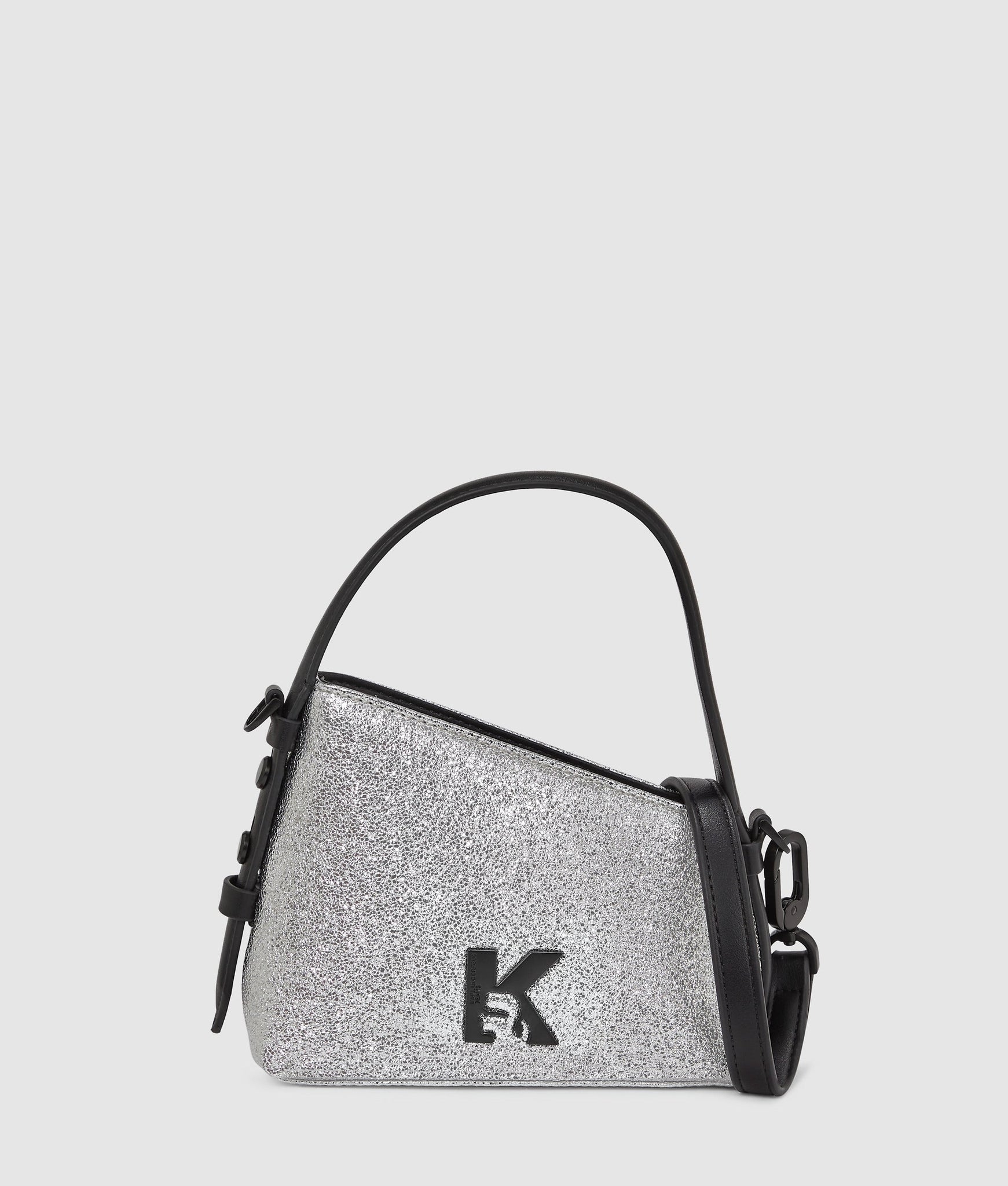 KarlLagerfeld Geo Shiny Mini Top Handle Bag Silver