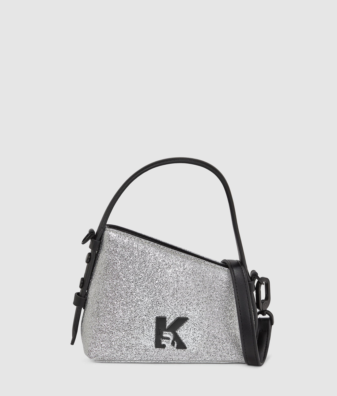 KarlLagerfeld Geo Shiny Mini Top Handle Bag Silver