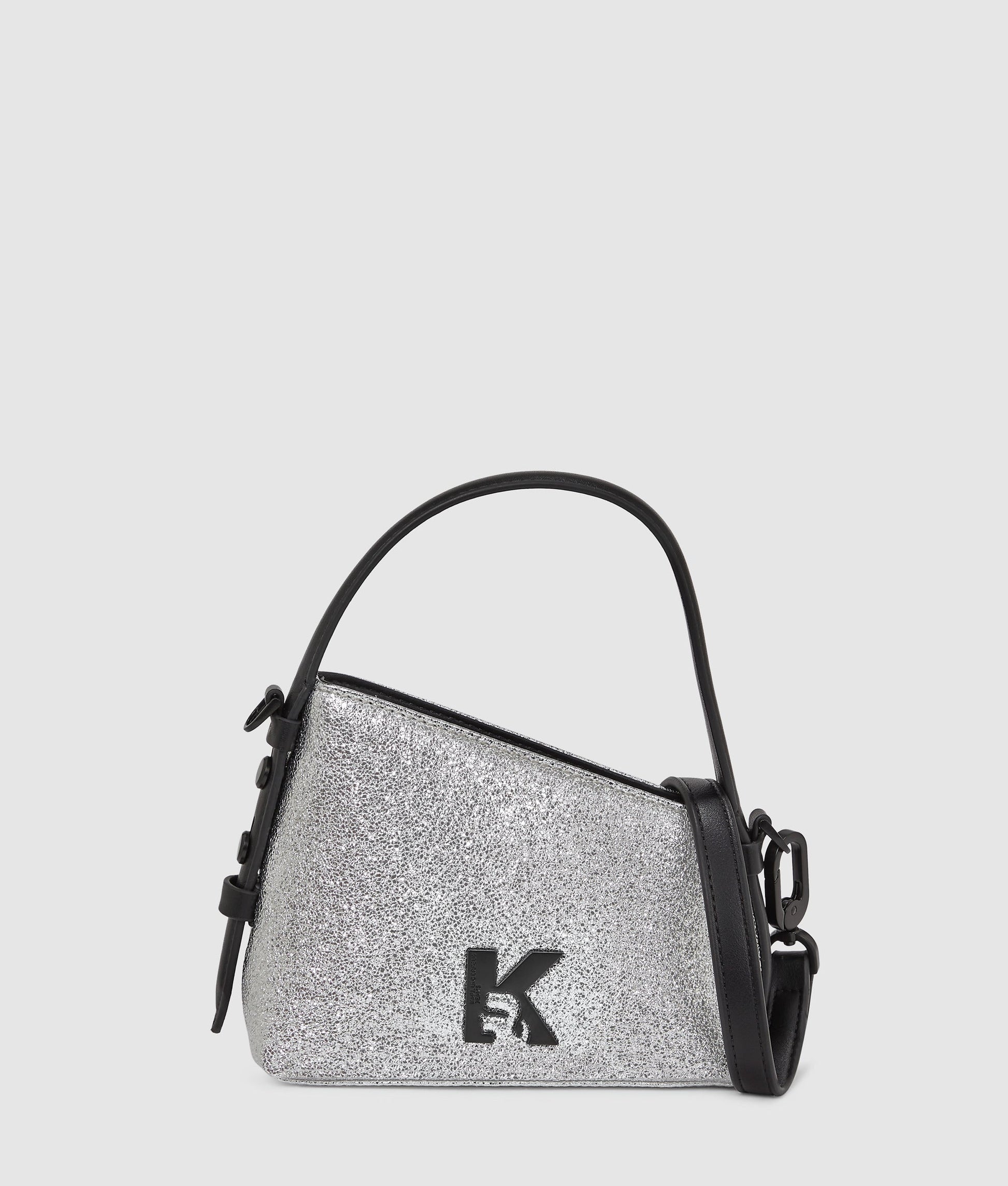 KarlLagerfeld Geo Shiny Mini Top Handle Bag Silver