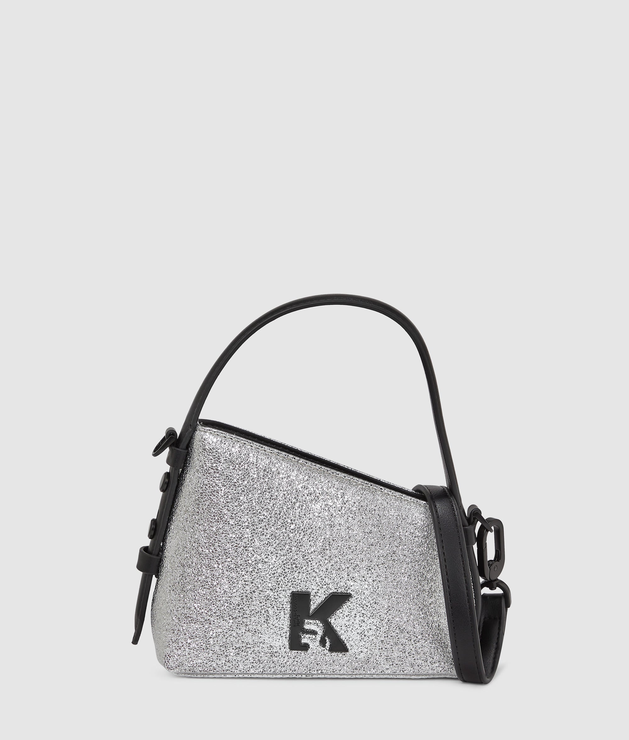 KarlLagerfeld Geo Shiny Mini Top Handle Bag Silver