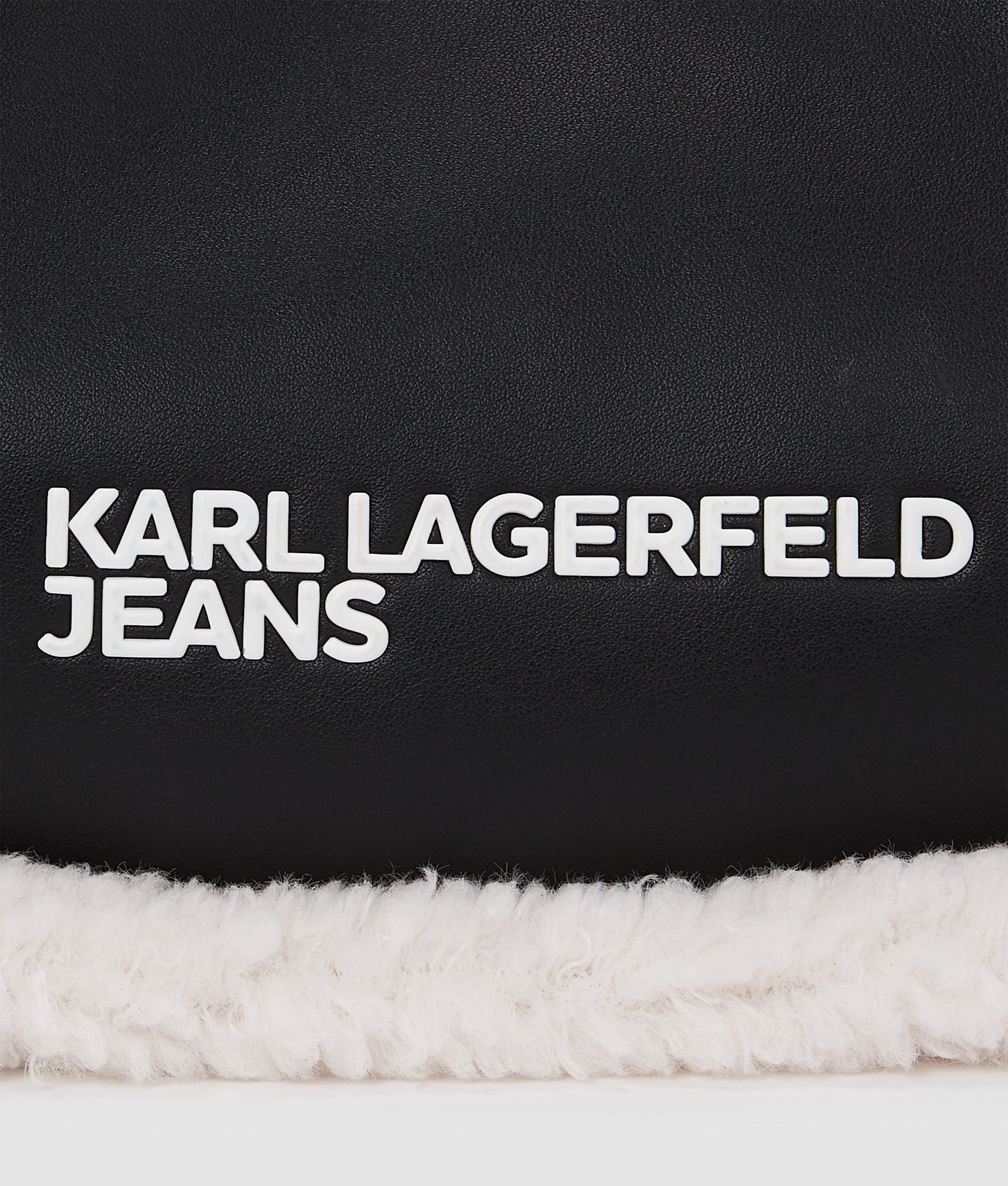 KarlLagerfeld Shearling Moon Shoulder Bag Black/White