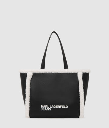 KarlLagerfeld Shearling Tote Bag Black/White