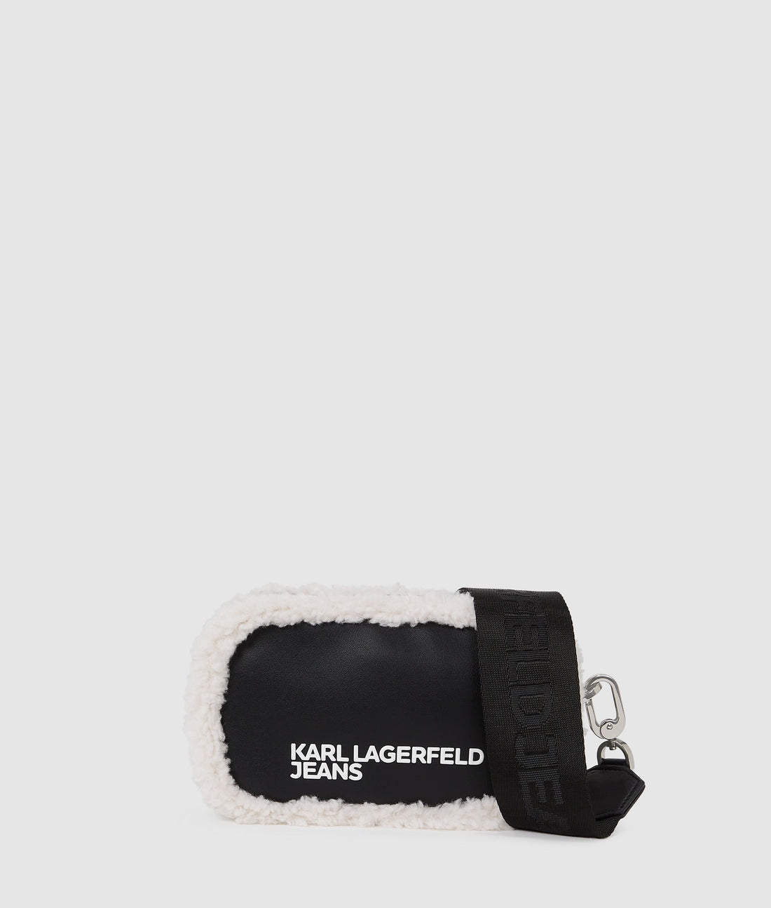 KarlLagerfeld Shearling Crossbody Camera Bag Black/White