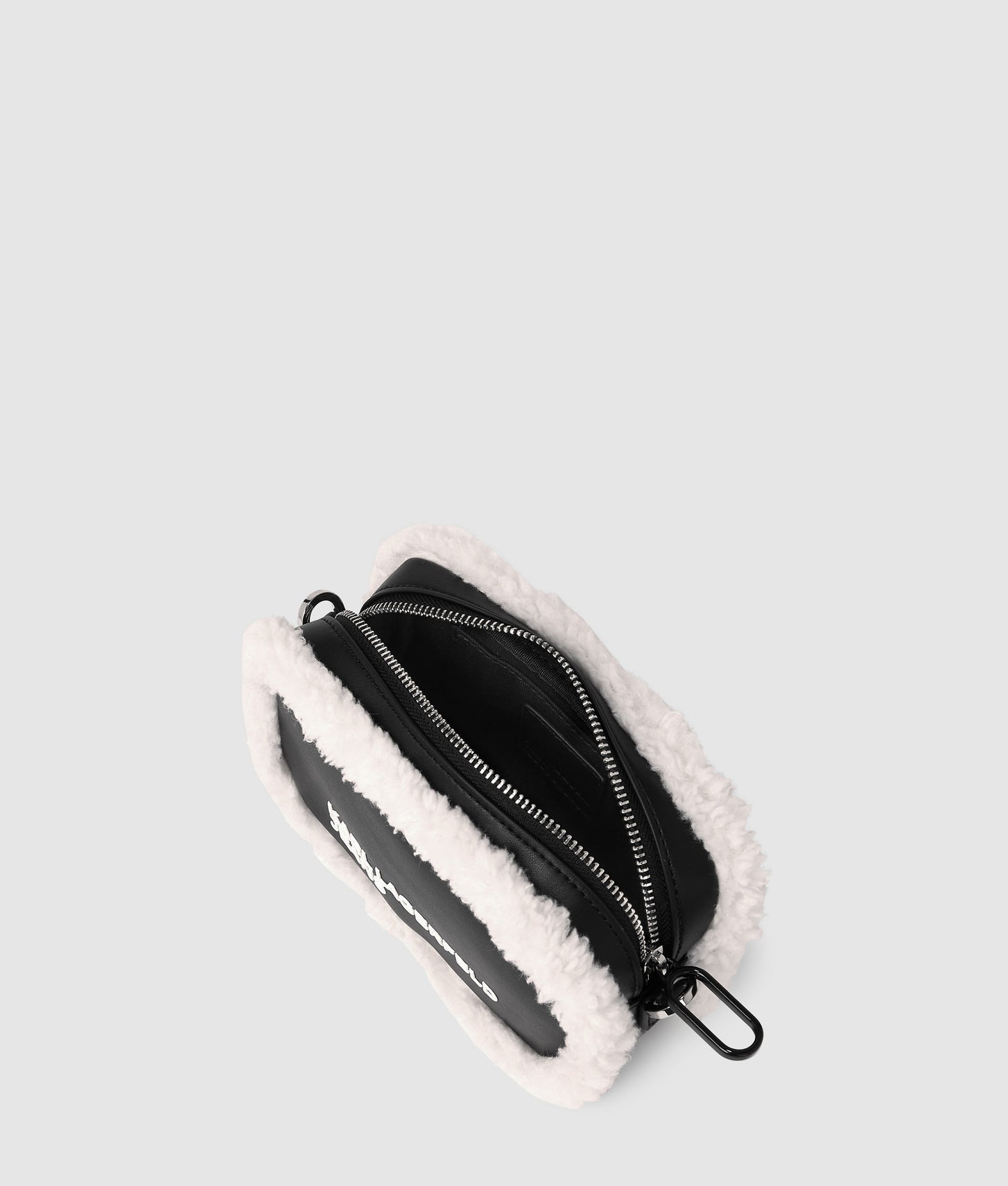 KarlLagerfeld Shearling Crossbody Camera Bag Black/White