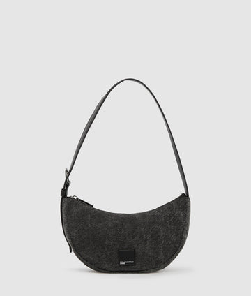 KarlLagerfeld Denim Moon Shoulder Bag Visual Washed Black