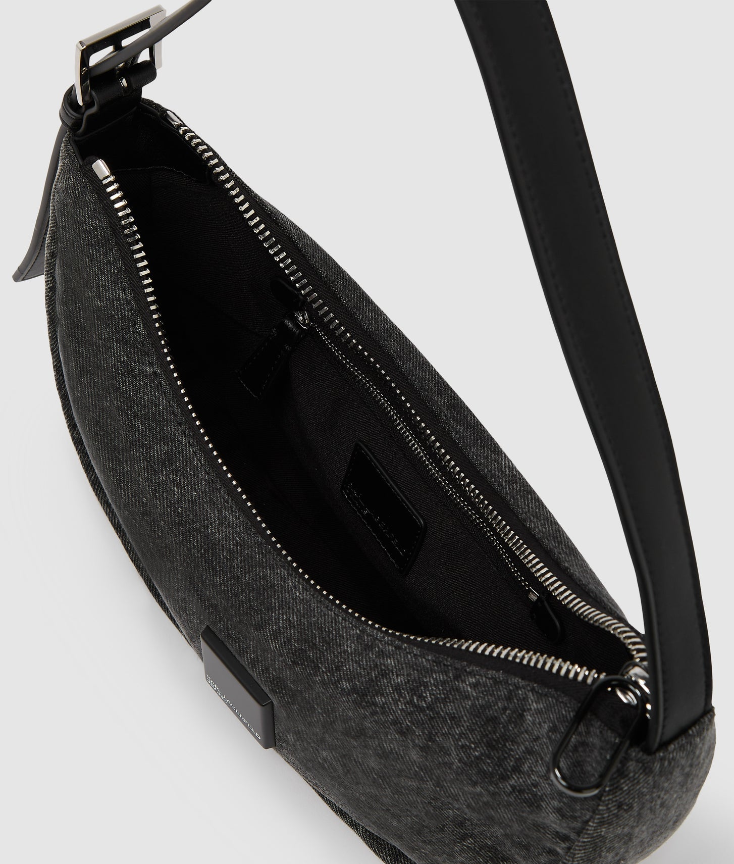 KarlLagerfeld Denim Moon Shoulder Bag Visual Washed Black
