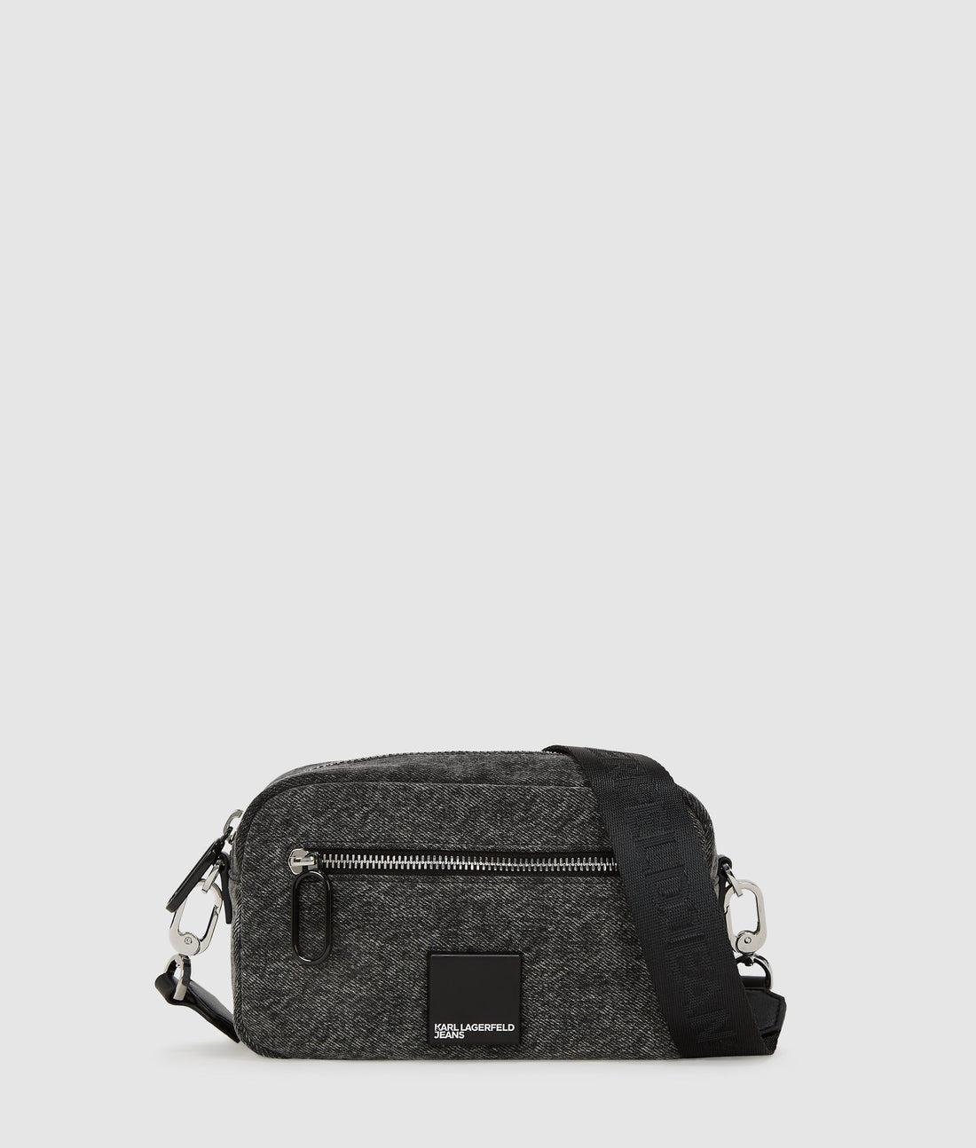 KarlLagerfeld Denim Crossbody Camera Bag Visual Washed Black